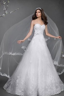 Abito da Sposa Coda A Strascico Corto Senza Maniche con Criss-cross con Fiore Cuore