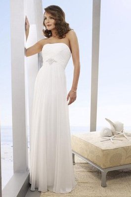 Abito da Sposa A-Line in Taffeta con Perline Semplice A Terra