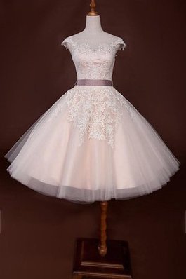 Abito da Sposa in Tulle Cerniera Cappellino in Pizzo Allacciato