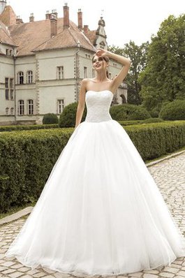 Abito da Sposa Naturale in Tulle A Terra con Applique Semplice