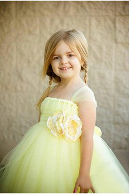 Abito da Cerimonia Bambini Ball Gown in Tulle Cappellino Quadrato con Piega