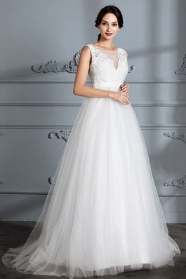 Abito da Sposa Senza Maniche Principessa A-Line V-Scollo Spazzola Treno