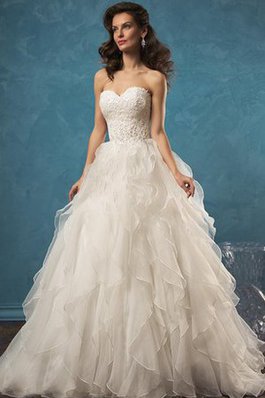 Abito da Sposa con Applique A-Line Radiosa Cerniera con Perline