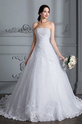 Abito da Sposa Radiosa in Organza Senza Maniche Coda A Strascico Corto Naturale