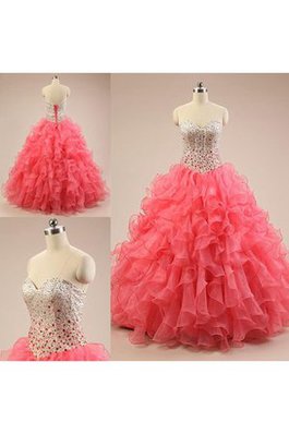 Abito Quinceanera Lungo in Pizzo in Pizzo Allacciato Ball Gown