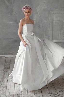 Abito da Sposa Cerniera in Taffeta Naturale con Fusciacca Senza Maniche