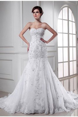 Abito da Sposa con Applique Coda A Strascico Cappella Alta Vita Sirena Cuore