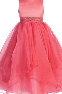 Abito da Cerimonia Bambini con Paillette Largo in Tulle con Perline A-Line