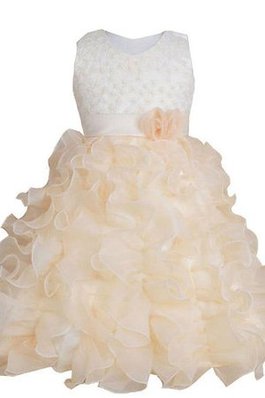 Abito da Cerimonia Bambini A-Line con Increspature Naturale in Tulle Tondo