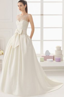 Abito da Sposa in Pizzo con Tasca Senza Maniche A Terra Shiena Sheer