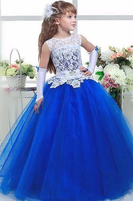 Abito da Cerimonia Bambini in Pizzo A Terra con Fiore decorato Ball Gown