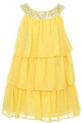 Abito da Cerimonia Bambini A-Line Alta Vita in Chiffon con Paillette con Increspato