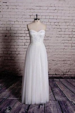 Abito da Sposa A Terra A-Line in Pizzo Cuore Senza Maniche