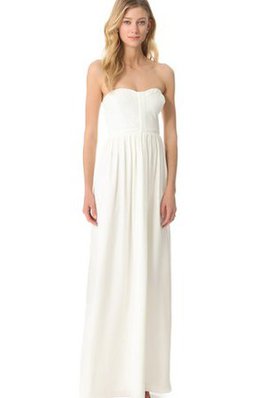 Abito da Sposa Naturale con Increspato Cerniera A Terra in Chiffon