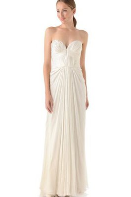 Abito da Sposa A Terra con Piega Cuore con Festone in Chiffon