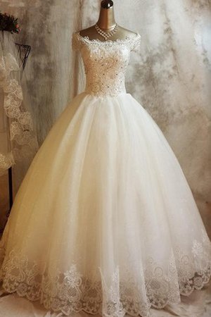 Abito da Sposa con Perline Fuori dalla spalla Lusso Cappellino con Paillette