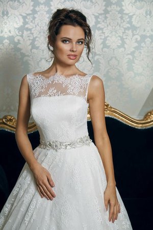 Abito da Sposa Coda A Strascico Corto con Applique Retro in Pizzo A-Line