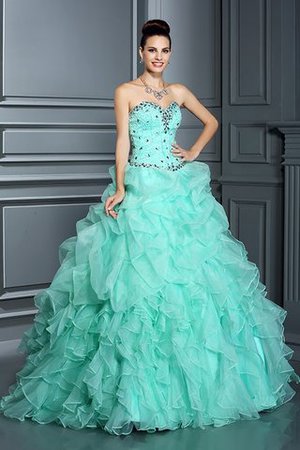 Abito Quinceanera con Perline Cuore A Terra Senza Maniche Ball Gown