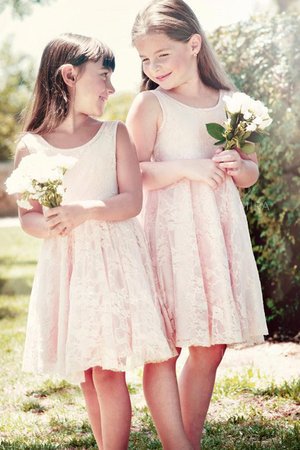 Abito da cerimonia bambini in pizzo con fiore al ginocchio naturale tondo energico