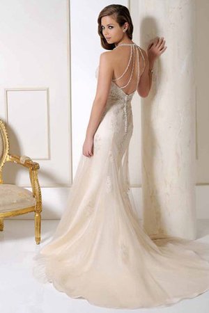 Abito da Sposa Elegante Spazzola Treno con Applique in Tulle Tubino