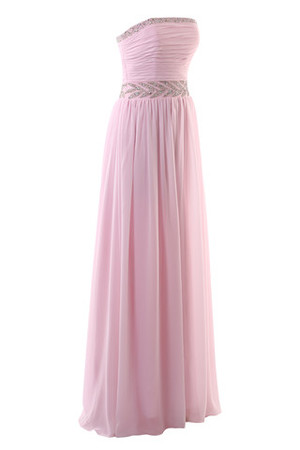Abiti da Ballo in Chiffon con Perline con Festone Alla Caviglia Spazzola Treno
