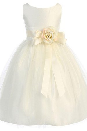 Abito da Cerimonia Bambini Senza Maniche con Fiore A-Line in Tulle