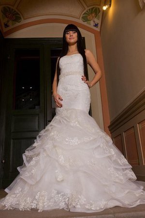 Abito da Sposa in Pizzo Naturale con Seghettato Cerniera Senza Spalline