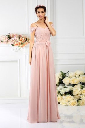 Abito da Damigella in Chiffon con Festone A-Line Senza Maniche Lungo