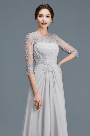 Abito Mamma Sposa A Terra in Chiffon A-Line Tondo con Tre Quarti Lunghezza Maniche