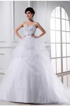 Abito da Sposa Coda A Strascico Cappella Cuore Alta Vita con Perline Ball Gown