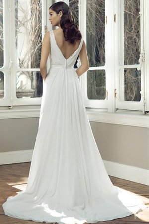 Abito da Sposa Naturale in Chiffon Tubino con Criss-cross A Terra