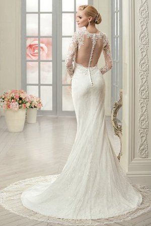 Abito da Sposa Classico con Ricamo Romantico con Maniche Lunghe decorato