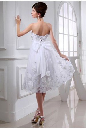 Abito da Sposa in Taffeta in Organza con Applique Corto Alta Vita