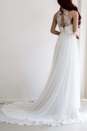 Abito da Sposa Alta Vita in Chiffon con Applique Buco Della Serratura Schiena Anello