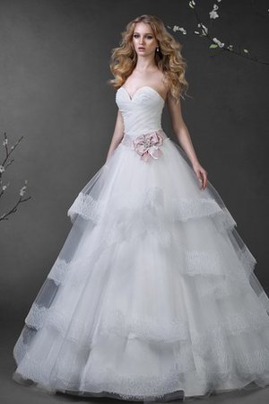 Abito da Sposa con Criss-cross Spazzola Treno Lungo con Seghettato Ball Gown