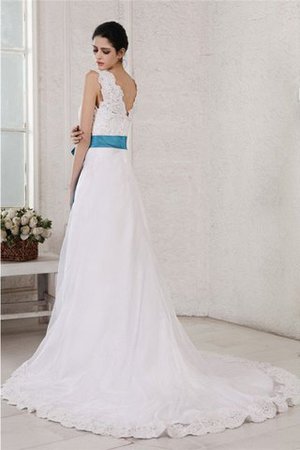 Abito da Sposa A-Line in Raso Cerniera in Organza con Fusciacca