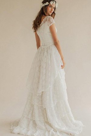 Abito da Sposa in Pizzo Vintage A-Line Spazzola Treno con Manica Corte