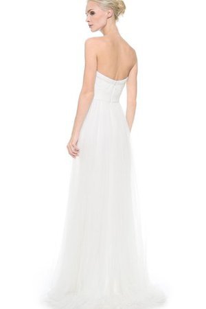 Abito da Sposa Senza Maniche in Organza Schiena Nuda Naturale con Increspato