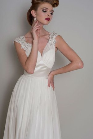 Abito da Sposa A Terra Naturale in Organza V-Scollo Cappellino