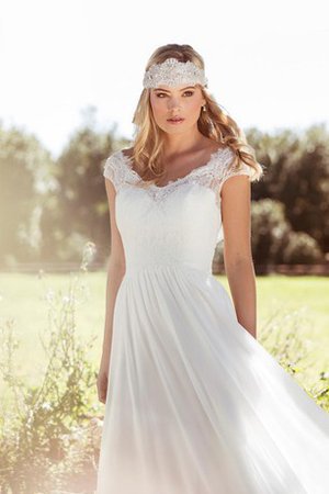 Abito da Sposa A Terra Tubino Cappellino V-Scollo Lungo