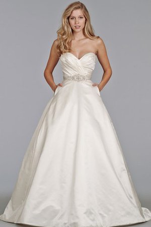 Abito da Sposa Schiena Nuda in Raso Senza Maniche Ball Gown Cuore