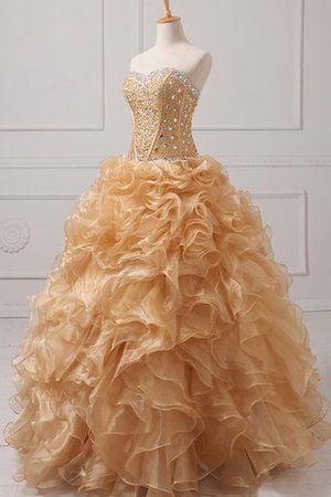 Abito Quinceanera Lunghi con Giacca in Organza con Perline Cerniera