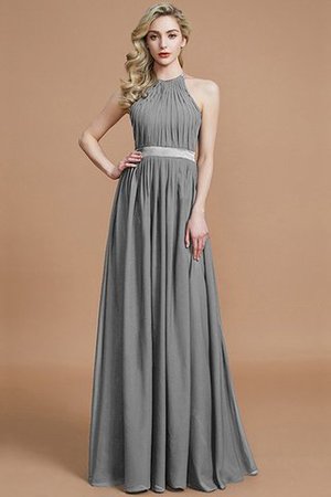 Abito da Damigella con Increspato Anello Cerniera in Chiffon Naturale