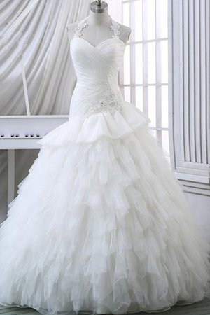 Abito da Sposa Cuore Allacciato in Pizzo Anello in Organza