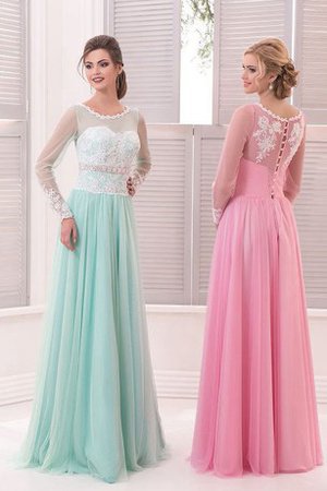 Abito da Ballo A-Line in Tulle decorato con Perline con Maniche Lunghe