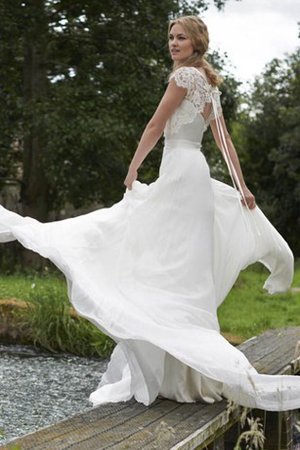 Abito da Sposa Lungo con Manica Corte in Chiffon A Terra in Pizzo