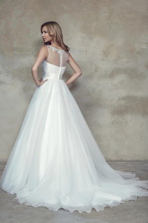 Abito da Sposa A Terra in Tulle Tondo A-Line con Perline