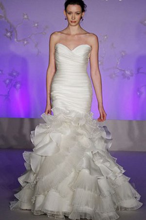 Abito da Sposa con Seghettato Senza Maniche con Increspato in Organza con Increspature