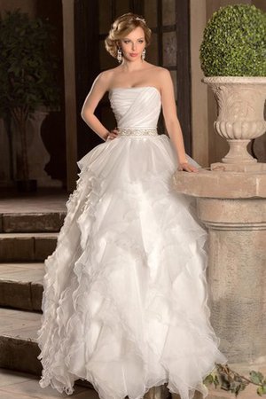 Abito da Sposa con Increspato A Terra Senza Spalline Cerniera in Organza