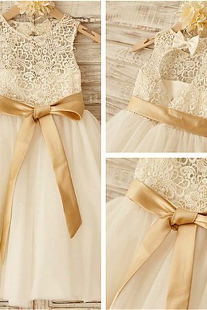 Abito da Cerimonia Bambini Principessa A-Line in Tulle Farfalla Ornamento con Fiore